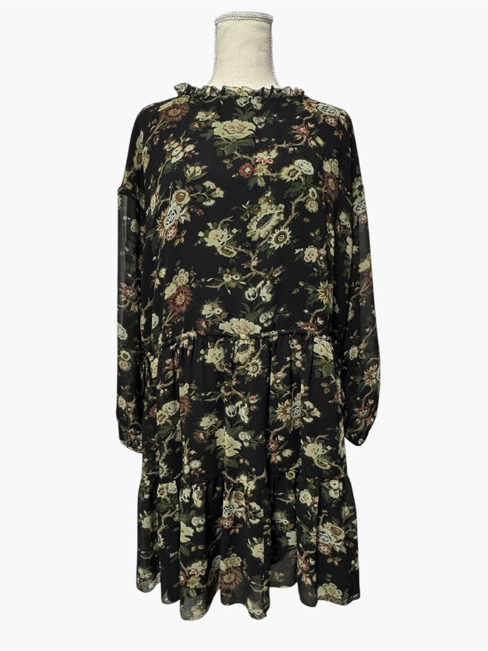 WILFRED Women's Lemare Floral Open Back Prairie Mini Dress - Green/ Black, XS - Picture 3 of 10